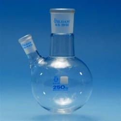 Flask - Two neck, Round bottom, Standard ground, Joint NS