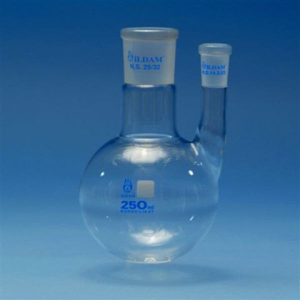 Flask - Two parellel neck, Round bottom, Standard ground, Joint NS