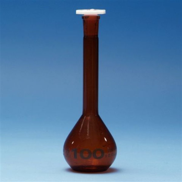 Volumetric Flasks - Class A Amber Colour, Plastic Stopper 