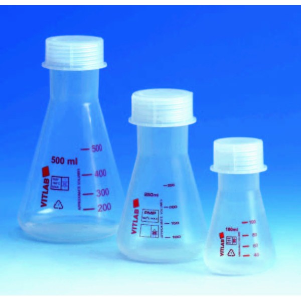 Erlenmeyer flasks, PMP with PP screw cap