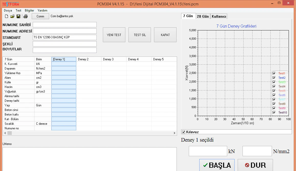 Prensa de Teste de Concreto de 2000 kN de Capacidade
