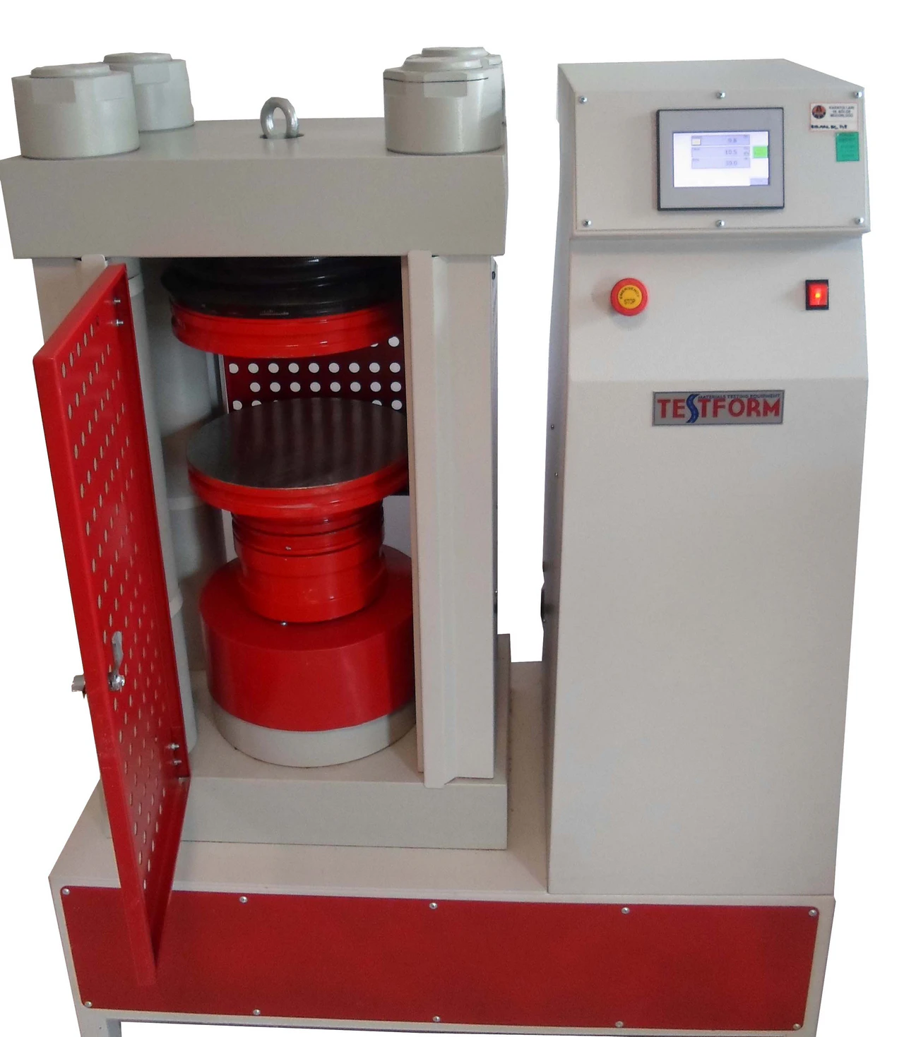 Prensa de prueba de hormigón 2000 kN de capacidad - Pantalla táctil