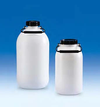 Bidon (PE-LD), vidalı kapaklı, Geniş boyun, taşıma saplı