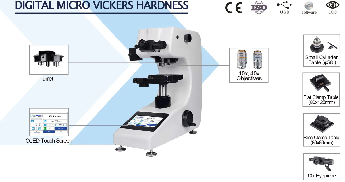 Сенсорный экран Micro Vickers тестер твердости
