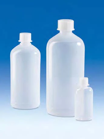 Şişe (PE-LD) sızdırmaz özelliği olan vidalı kapaklı(PP) şeffaf, Dar boyunlu