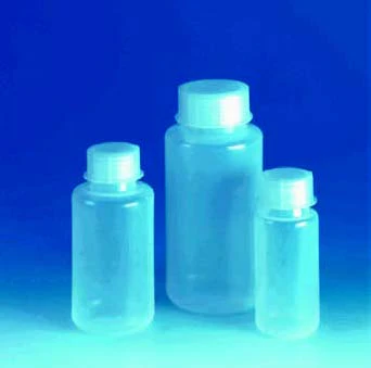 Şişe (PP) vidalı kapaklı, şeffaf, Geniş boyunlu
